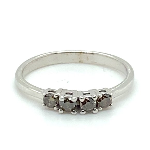 Fancy Colored Diamonds .12ct Solid 14K White Gold Ring - Picture 3 of 7